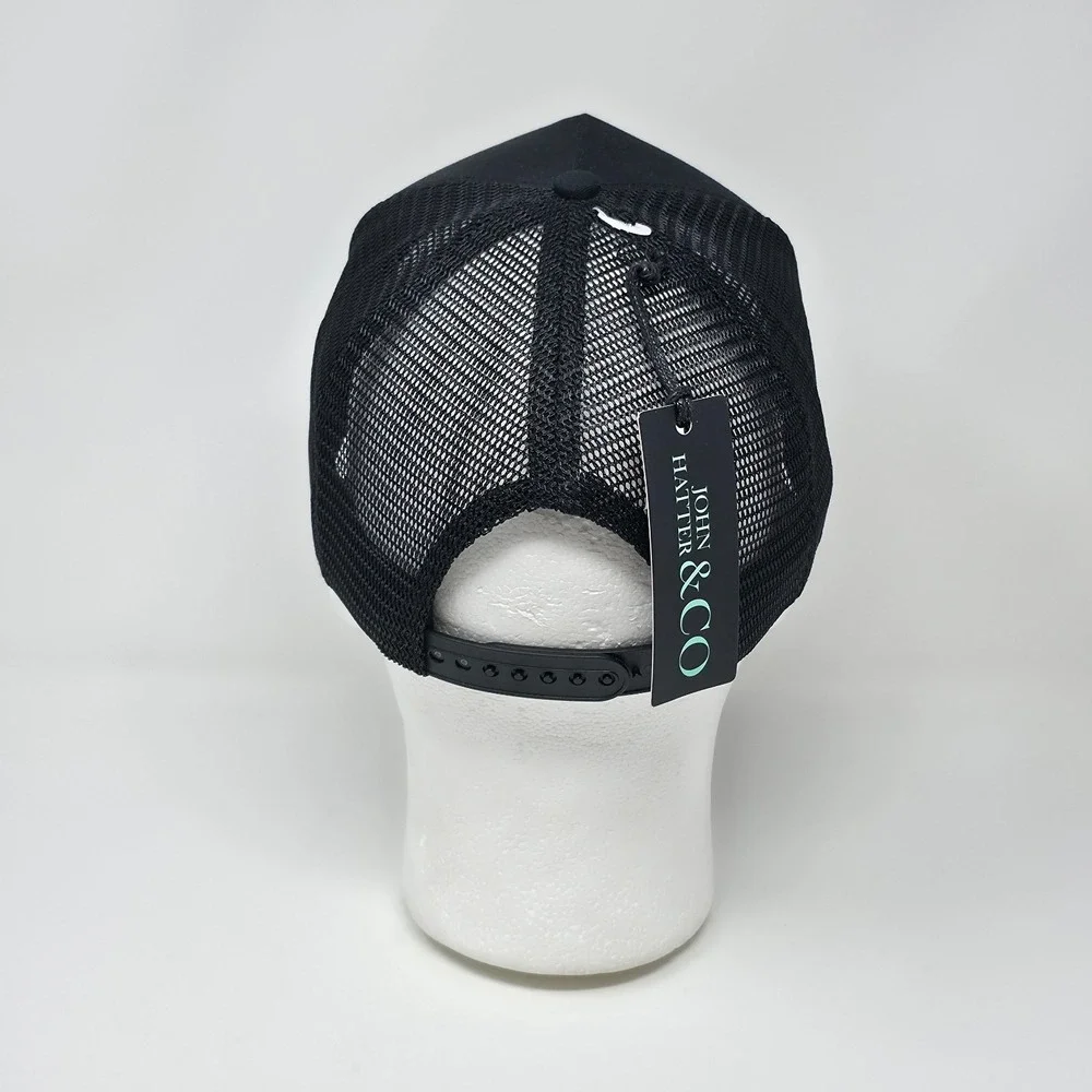John Hatter & Co Snapback Cap Black A-Frame Trucker Hat The‎ Boss Rubber Patch